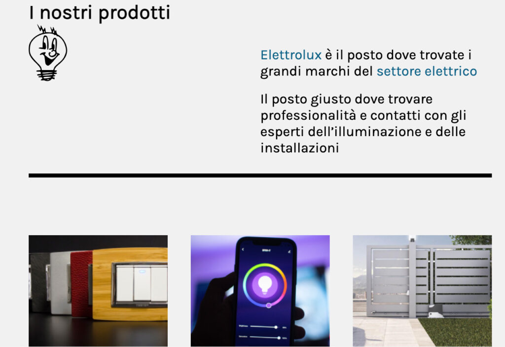 sito web aziendale elettrolux prodotti